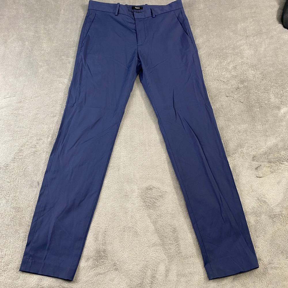 Theory Pants Mens 32 Peterson Neoteric Blue Stretch Trousers Pants Made in USA